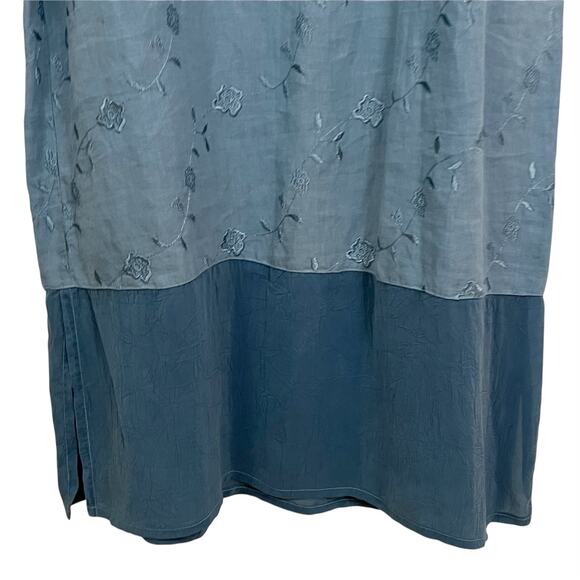 Vintage Johnny Was Light Blue Linen Sleeveless Embroidered Maxi Dress Large - Picture 6 of 10